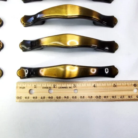 VTG Amerock 2-tone Brass Ombre 12 Cabinet Drawer Pulls Handles 5 MCM Design